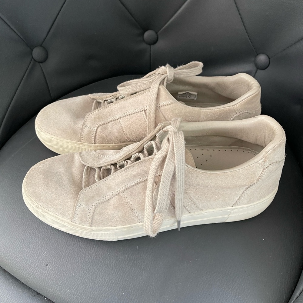 Helmut Lang Suede Leather, bone colored lace-up sneakers-Size 39.5-Unisex